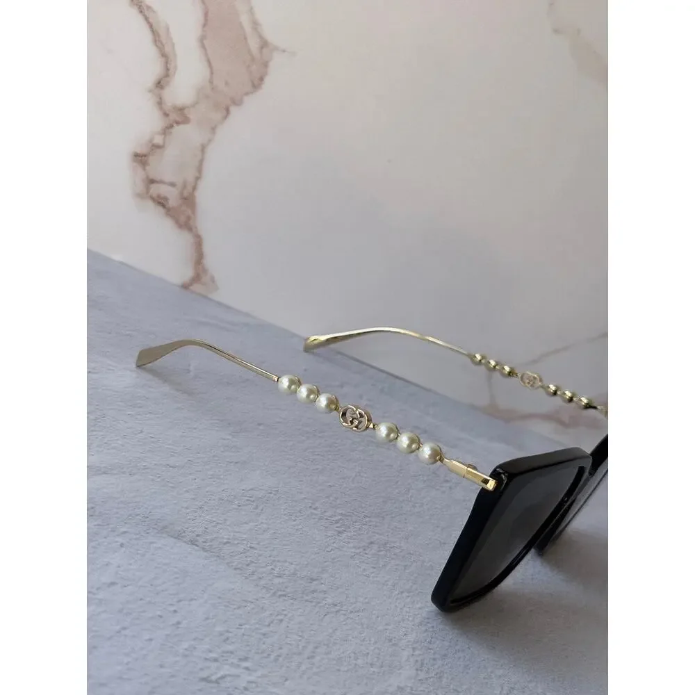 NEW Gucci GG1967S Oversized Black Pearl Sunglasses $665